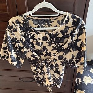 West Kei Black Floral on Cream Blouse
